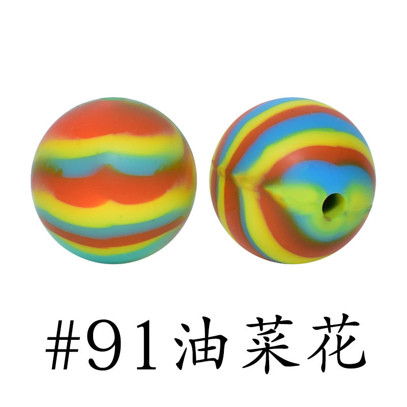 Wholesale 50pcs 16mm Print Silicone Beads Colorful Silicone Water Transfer Beads